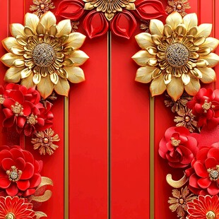 花朵新年门头