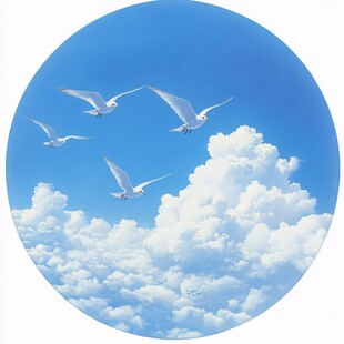 蓝天白云飞鸟