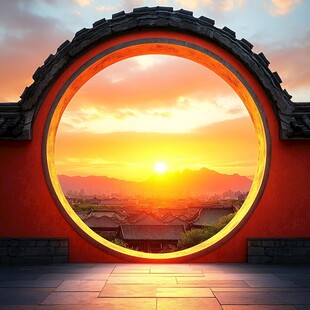 月门圆门圆形院门背景