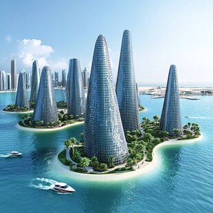 迪拜市悬浮岛设计