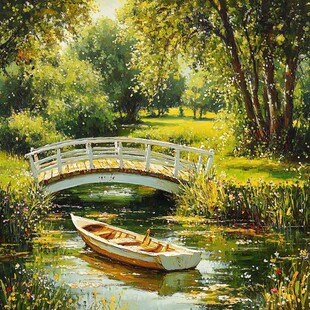 小桥流水油画装饰画