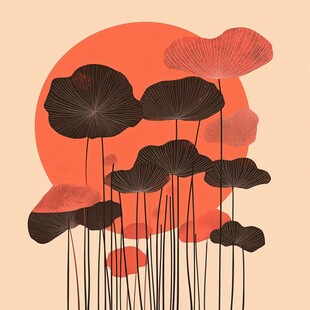 新中式国潮风荷叶