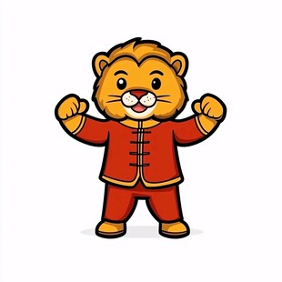 卡通虎拜年动作