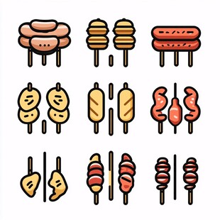 烤香肠插画素材