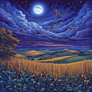 梦幻夜晚立体画