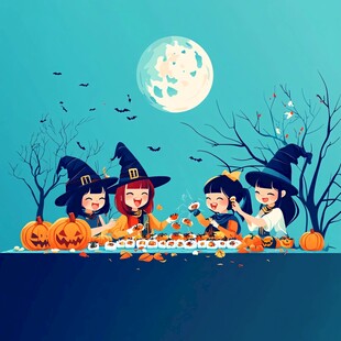 万圣节儿童插画