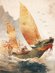 端午节插画龙舟插画