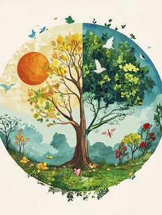 春夏秋冬系列插画