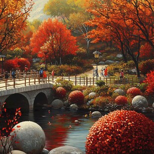 秋天风景园林绘本素材