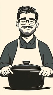 黄焖鸡米饭人物插画