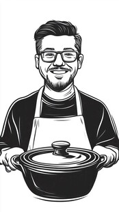 黄焖鸡米饭人物插画