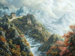 风景画长城