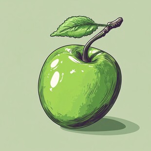 绿色苹果插画