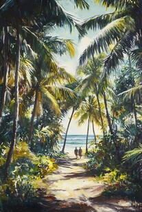 海岛风情油画装饰画