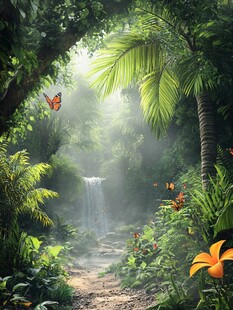 热带雨林花草树木背景