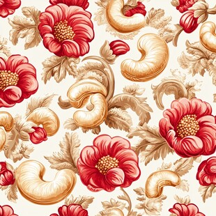 复古腰果花朵图案