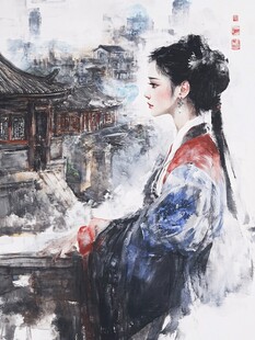 水彩风汉服美女