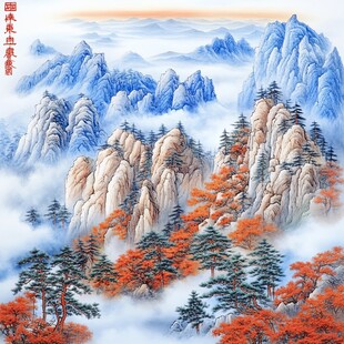 迎客松壁画挂画壁纸