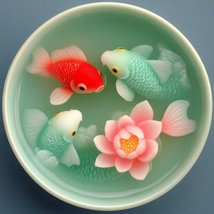 3d荷花鲤鱼圆形画