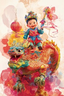 龙年喜神插画