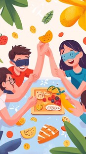 聚餐插画