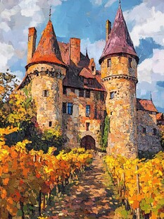 古堡油画
