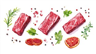 餐饮肉类插画