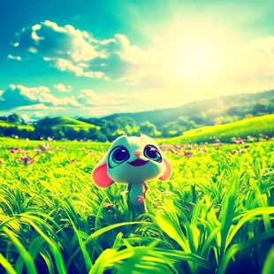 青蛙蝌蚪稻田荷花