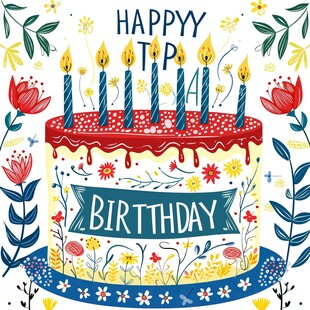 手绘生日快乐插画
