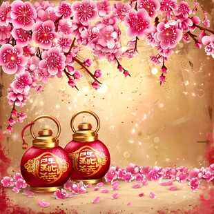 灯笼梅花背景图