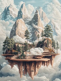 3d云海悬浮小岛