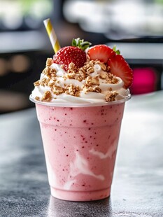 港式甜品草莓奶昔