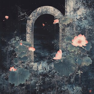 荷塘月色印象画