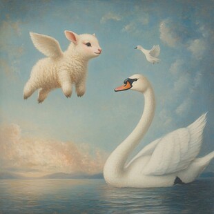 天鹅宝宝油画