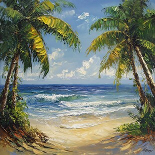 夏威夷海滩油画