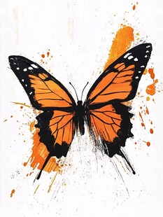 梦幻唯美橙色蝴蝶