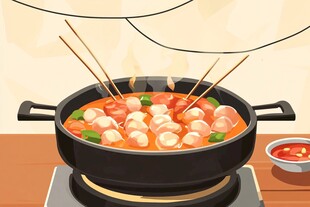 火锅撸串美食插画