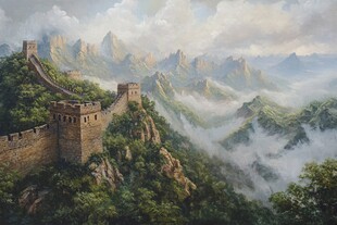 油画长城