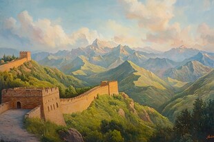 油画长城