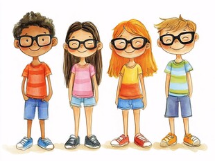 儿童全身像插画