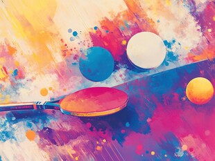 乒乓球学校台球插画