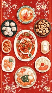 年夜饭插画