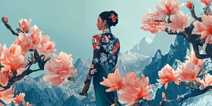 木棉花美女插画