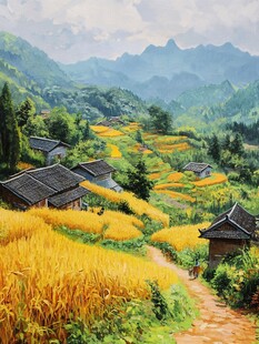 瑶族村寨油画