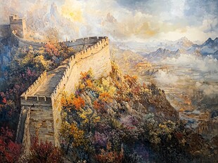 油画长城