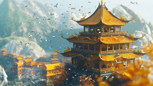 宫殿楼阁仙境仙人大殿