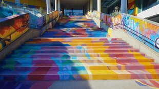 美术绘画阶梯墙