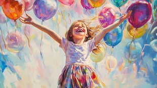 气球自由的时间婴儿