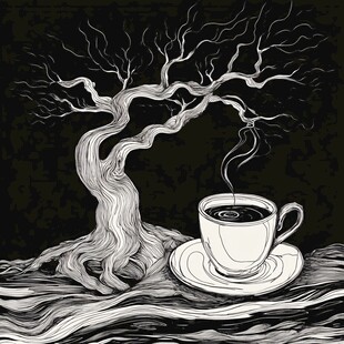 咖啡绘画插画设计