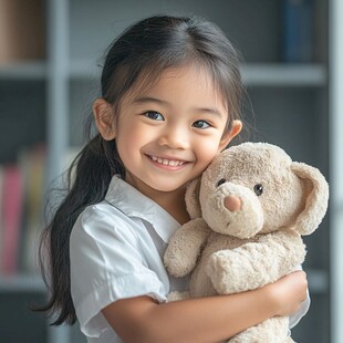 抱玩具熊的女孩